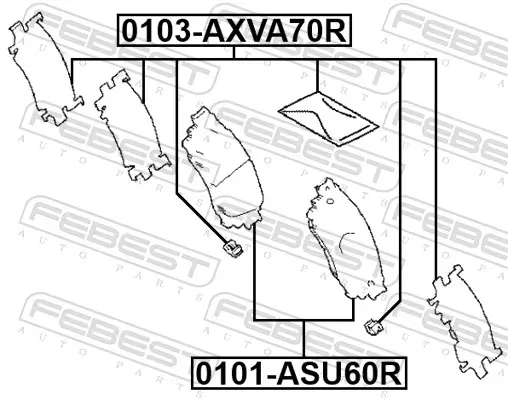 Zubehörsatz, Scheibenbremsbelag Hinterachse FEBEST 0103-AXVA70R Bild Zubehörsatz, Scheibenbremsbelag Hinterachse FEBEST 0103-AXVA70R