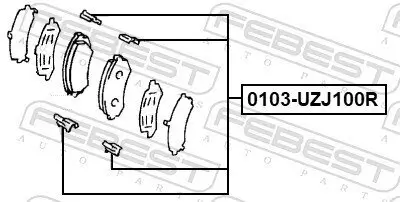 Zubehörsatz, Scheibenbremsbelag FEBEST 0103-UZJ100R Bild Zubehörsatz, Scheibenbremsbelag FEBEST 0103-UZJ100R