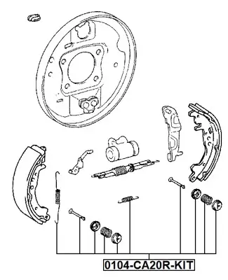 Zubehörsatz, Feststellbremsbacken FEBEST 0104-CA20R-KIT Bild Zubehörsatz, Feststellbremsbacken FEBEST 0104-CA20R-KIT