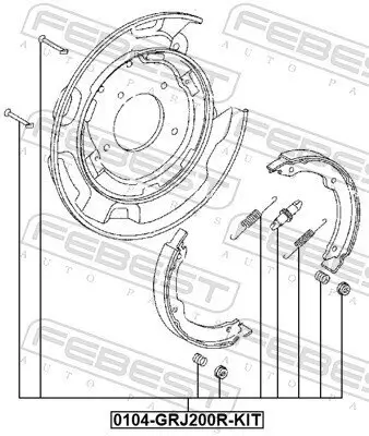 Zubehörsatz, Feststellbremsbacken FEBEST 0104-GRJ200R-KIT Bild Zubehörsatz, Feststellbremsbacken FEBEST 0104-GRJ200R-KIT
