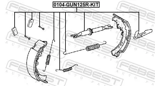 Zubehörsatz, Feststellbremsbacken FEBEST 0104-GUN125R-KIT Bild Zubehörsatz, Feststellbremsbacken FEBEST 0104-GUN125R-KIT