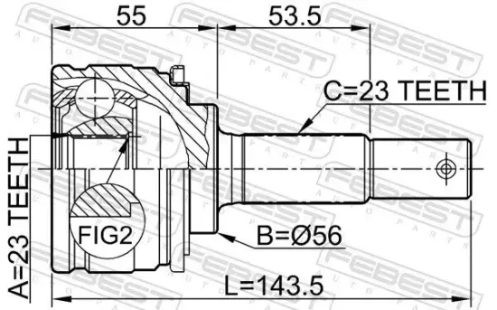 Gelenksatz, Antriebswelle Vorderachse radseitig FEBEST 0110-003 Bild Gelenksatz, Antriebswelle Vorderachse radseitig FEBEST 0110-003