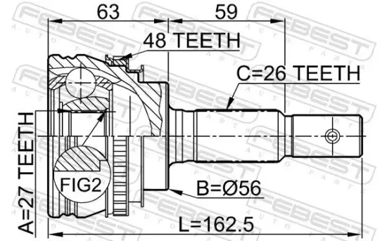 Gelenksatz, Antriebswelle FEBEST 0110-012A48 Bild Gelenksatz, Antriebswelle FEBEST 0110-012A48