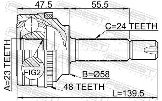 Gelenksatz, Antriebswelle Vorderachse radseitig FEBEST 0110-035A48 Bild Gelenksatz, Antriebswelle Vorderachse radseitig FEBEST 0110-035A48