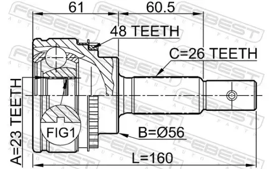 Gelenksatz, Antriebswelle Vorderachse radseitig FEBEST 0110-051A48 Bild Gelenksatz, Antriebswelle Vorderachse radseitig FEBEST 0110-051A48