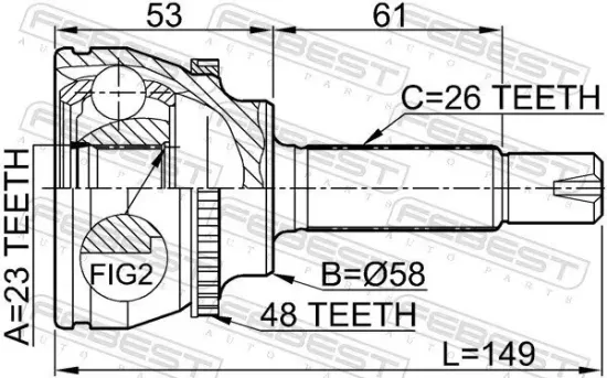 Gelenksatz, Antriebswelle Vorderachse radseitig FEBEST 0110-054A48 Bild Gelenksatz, Antriebswelle Vorderachse radseitig FEBEST 0110-054A48