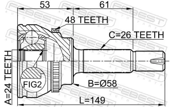 Gelenksatz, Antriebswelle FEBEST 0110-055A48 Bild Gelenksatz, Antriebswelle FEBEST 0110-055A48