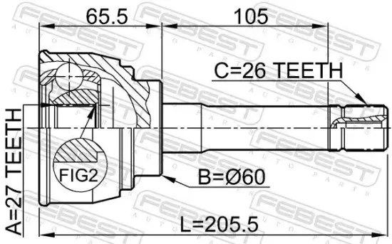 Gelenksatz, Antriebswelle radseitig Vorderachse FEBEST 0110-059 Bild Gelenksatz, Antriebswelle radseitig Vorderachse FEBEST 0110-059