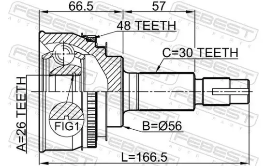 Gelenksatz, Antriebswelle Vorderachse radseitig FEBEST 0110-069A48 Bild Gelenksatz, Antriebswelle Vorderachse radseitig FEBEST 0110-069A48