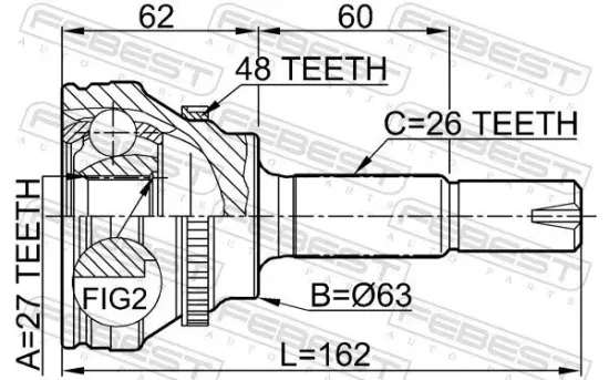 Gelenksatz, Antriebswelle Vorderachse radseitig FEBEST 0110-072A48 Bild Gelenksatz, Antriebswelle Vorderachse radseitig FEBEST 0110-072A48