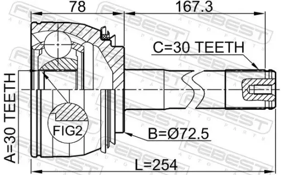 Gelenksatz, Antriebswelle Vorderachse radseitig FEBEST 0110-074 Bild Gelenksatz, Antriebswelle Vorderachse radseitig FEBEST 0110-074