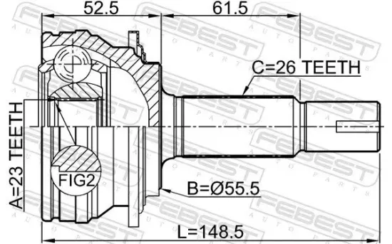Gelenksatz, Antriebswelle Vorderachse radseitig FEBEST 0110-1NZFE Bild Gelenksatz, Antriebswelle Vorderachse radseitig FEBEST 0110-1NZFE