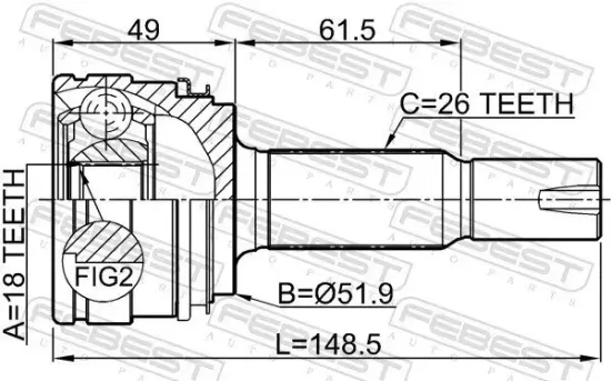 Gelenksatz, Antriebswelle radseitig Hinterachse FEBEST 0110-ACA33R Bild Gelenksatz, Antriebswelle radseitig Hinterachse FEBEST 0110-ACA33R