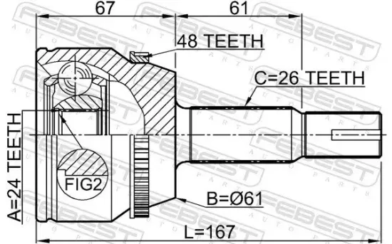 Gelenksatz, Antriebswelle radseitig Vorderachse FEBEST 0110-ACV30A48 Bild Gelenksatz, Antriebswelle radseitig Vorderachse FEBEST 0110-ACV30A48