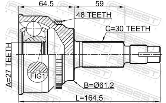 Gelenksatz, Antriebswelle radseitig Vorderachse FEBEST 0110-AVV50A48 Bild Gelenksatz, Antriebswelle radseitig Vorderachse FEBEST 0110-AVV50A48