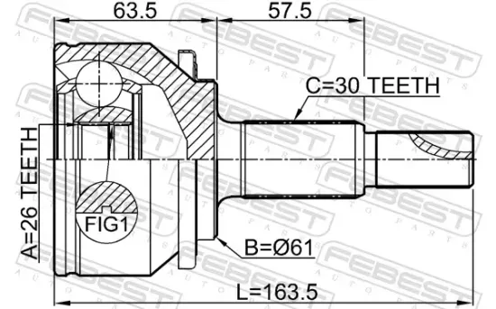 Gelenksatz, Antriebswelle radseitig Vorderachse FEBEST 0110-AXVH70 Bild Gelenksatz, Antriebswelle radseitig Vorderachse FEBEST 0110-AXVH70