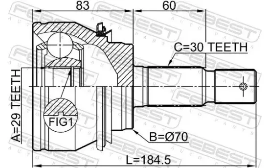 Gelenksatz, Antriebswelle Vorderachse radseitig FEBEST 0110-GRN245 Bild Gelenksatz, Antriebswelle Vorderachse radseitig FEBEST 0110-GRN245