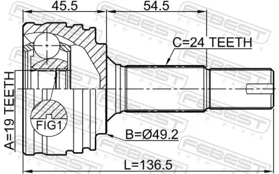 Gelenksatz, Antriebswelle FEBEST 0110-KGB10 Bild Gelenksatz, Antriebswelle FEBEST 0110-KGB10