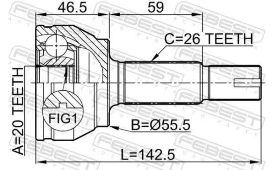 Gelenksatz, Antriebswelle radseitig Vorderachse FEBEST 0110-KSP90 Bild Gelenksatz, Antriebswelle radseitig Vorderachse FEBEST 0110-KSP90