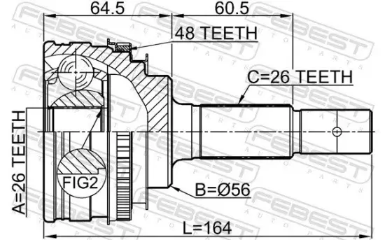 Gelenksatz, Antriebswelle Hinterachse radseitig FEBEST 0110-MCU10A48R Bild Gelenksatz, Antriebswelle Hinterachse radseitig FEBEST 0110-MCU10A48R