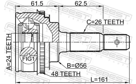 Gelenksatz, Antriebswelle radseitig Vorderachse FEBEST 0110-SXV20A48 Bild Gelenksatz, Antriebswelle radseitig Vorderachse FEBEST 0110-SXV20A48