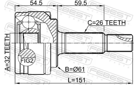Gelenksatz, Antriebswelle Vorderachse radseitig FEBEST 0110-ZGX10 Bild Gelenksatz, Antriebswelle Vorderachse radseitig FEBEST 0110-ZGX10