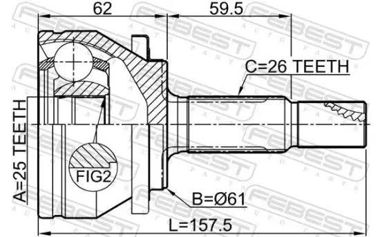 Gelenksatz, Antriebswelle FEBEST 0110-ZRE181 Bild Gelenksatz, Antriebswelle FEBEST 0110-ZRE181