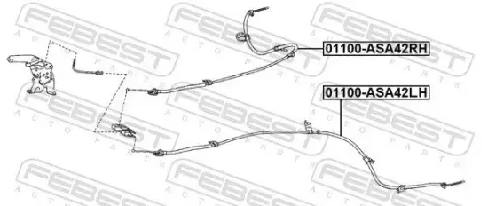 Seilzug, Feststellbremse FEBEST 01100-ASA42RH Bild Seilzug, Feststellbremse FEBEST 01100-ASA42RH