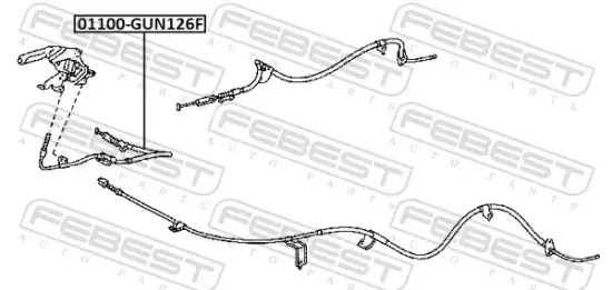Seilzug, Feststellbremse vorne FEBEST 01100-GUN126F Bild Seilzug, Feststellbremse vorne FEBEST 01100-GUN126F
