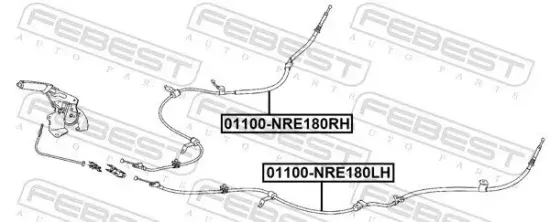 Seilzug, Feststellbremse hinten rechts FEBEST 01100-NRE180RH Bild Seilzug, Feststellbremse hinten rechts FEBEST 01100-NRE180RH