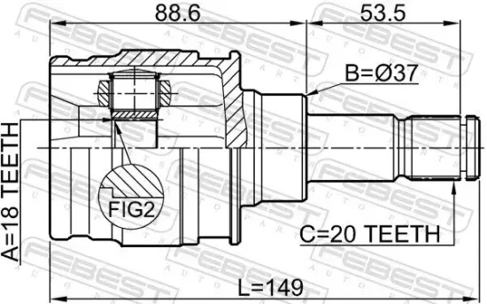 Gelenksatz, Antriebswelle Hinterachse getriebeseitig FEBEST 0111-ACA33R Bild Gelenksatz, Antriebswelle Hinterachse getriebeseitig FEBEST 0111-ACA33R