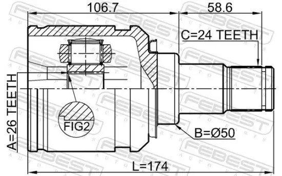 Gelenksatz, Antriebswelle getriebeseitig Vorderachse links FEBEST 0111-AGV10LH Bild Gelenksatz, Antriebswelle getriebeseitig Vorderachse links FEBEST 0111-AGV10LH