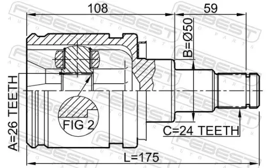 Gelenksatz, Antriebswelle Vorderachse links getriebeseitig FEBEST 0111-AZT250LH Bild Gelenksatz, Antriebswelle Vorderachse links getriebeseitig FEBEST 0111-AZT250LH