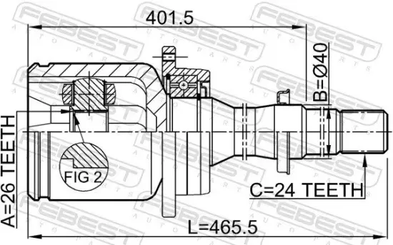 Gelenksatz, Antriebswelle FEBEST 0111-AZT250RH Bild Gelenksatz, Antriebswelle FEBEST 0111-AZT250RH