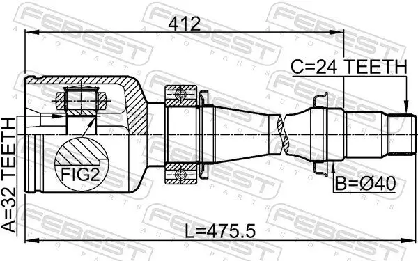 Gelenksatz, Antriebswelle FEBEST 0111-CDT220RH Bild Gelenksatz, Antriebswelle FEBEST 0111-CDT220RH