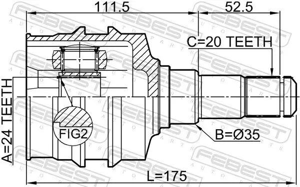 Gelenksatz, Antriebswelle FEBEST 0111-SXV20LH Bild Gelenksatz, Antriebswelle FEBEST 0111-SXV20LH