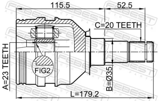 Gelenksatz, Antriebswelle Vorderachse getriebeseitig FEBEST 0111-ZZT250 Bild Gelenksatz, Antriebswelle Vorderachse getriebeseitig FEBEST 0111-ZZT250
