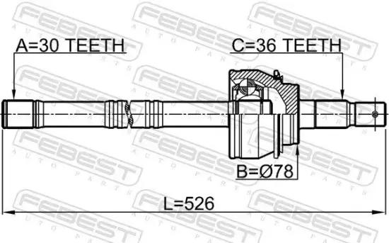 Antriebswelle Vorderachse FEBEST 0114-200 Bild Antriebswelle Vorderachse FEBEST 0114-200