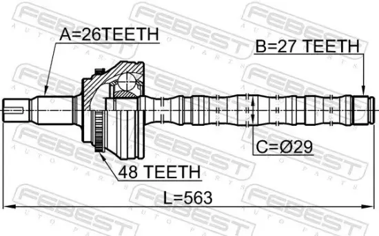 Gelenksatz, Antriebswelle radseitig Vorderachse FEBEST 0114-ACV30A48 Bild Gelenksatz, Antriebswelle radseitig Vorderachse FEBEST 0114-ACV30A48