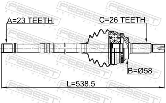 Gelenksatz, Antriebswelle radseitig Vorderachse FEBEST 0114-ZZE120A48LH Bild Gelenksatz, Antriebswelle radseitig Vorderachse FEBEST 0114-ZZE120A48LH