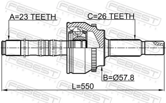 Gelenksatz, Antriebswelle Vorderachse radseitig FEBEST 0114-ZZT251A48LH Bild Gelenksatz, Antriebswelle Vorderachse radseitig FEBEST 0114-ZZT251A48LH