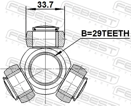 Tripodestern, Antriebswelle FEBEST 0116-AXAH54R Bild Tripodestern, Antriebswelle FEBEST 0116-AXAH54R
