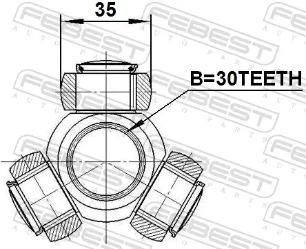 Tripodestern, Antriebswelle FEBEST 0116-ZRE142 Bild Tripodestern, Antriebswelle FEBEST 0116-ZRE142