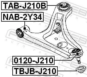 Trag-/Führungsgelenk Vorderachse unten FEBEST 0120-J210 Bild Trag-/Führungsgelenk Vorderachse unten FEBEST 0120-J210