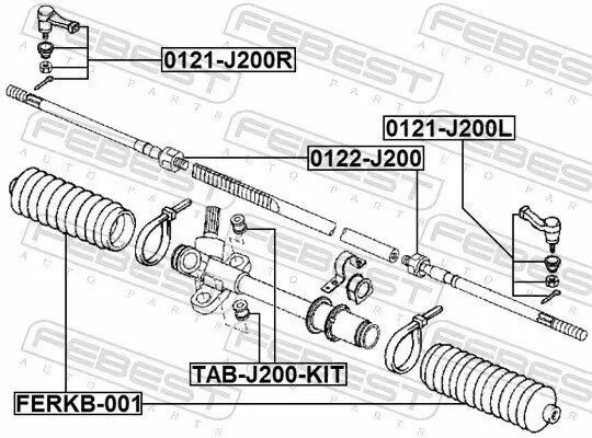 Axialgelenk, Spurstange Vorderachse FEBEST 0122-J200 Bild Axialgelenk, Spurstange Vorderachse FEBEST 0122-J200