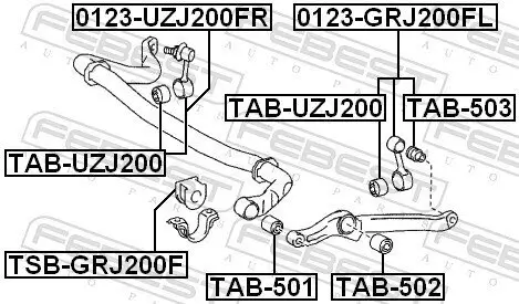 Stange/Strebe, Stabilisator Vorderachse links FEBEST 0123-GRJ200FL Bild Stange/Strebe, Stabilisator Vorderachse links FEBEST 0123-GRJ200FL