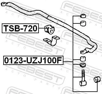 Stange/Strebe, Stabilisator Vorderachse FEBEST 0123-UZJ100F Bild Stange/Strebe, Stabilisator Vorderachse FEBEST 0123-UZJ100F