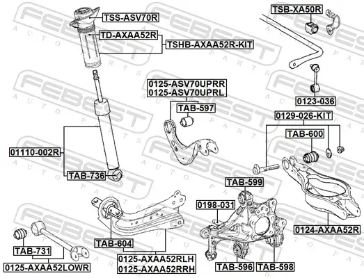 Lenker, Radaufhängung Hinterachse unten FEBEST 0124-AXAA52R Bild Lenker, Radaufhängung Hinterachse unten FEBEST 0124-AXAA52R
