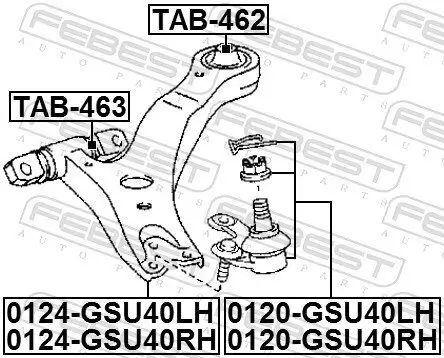 Lenker, Radaufhängung vorne links FEBEST 0124-GSU40LH Bild Lenker, Radaufhängung vorne links FEBEST 0124-GSU40LH