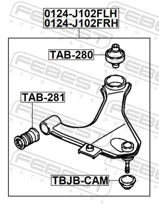 Lenker, Radaufhängung Vorderachse links unten FEBEST 0124-J102FLH Bild Lenker, Radaufhängung Vorderachse links unten FEBEST 0124-J102FLH